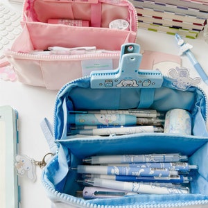 1pc Pink Multilayer Large Capacity Pencil Case Multipurpose Storage Bag For  Elementary School Students