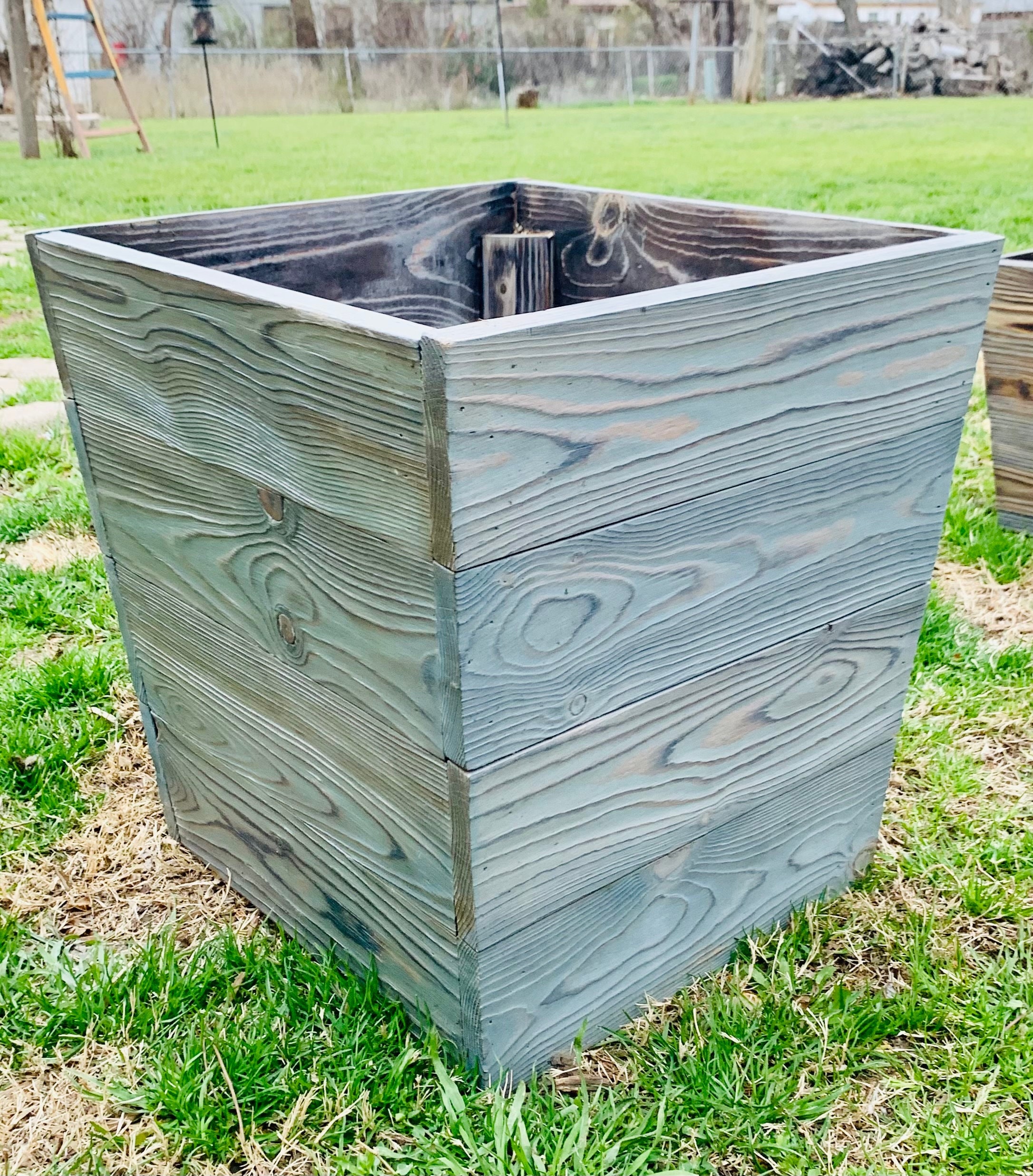 Shou Sugi Ban Wood Planter Box Size Large - Etsy