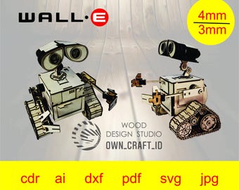 Rompecabezas 3D | Pared de robot | Recorte | CDR, AI, SVG | 4 mm | 3 mm