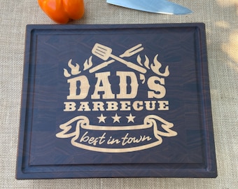 Dad's BBQ Cutting Board Personalized * Custom Barbecue Chopping Block * Grilling Gift for Men, Father's Day, Husband * Best In Town