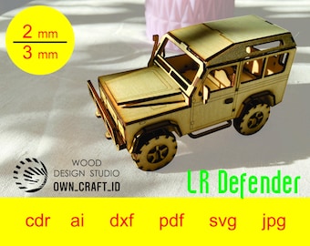3D puzzle | Land Rover Defender | cutfiles | CDR, AI, SVG | 3mm | 2mm
