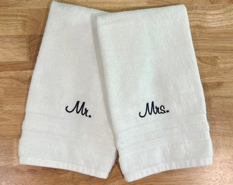 Mr. and Mrs. embroidered hand towels