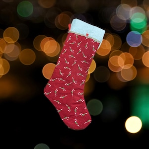 Candy Cane Stocking w white cuff