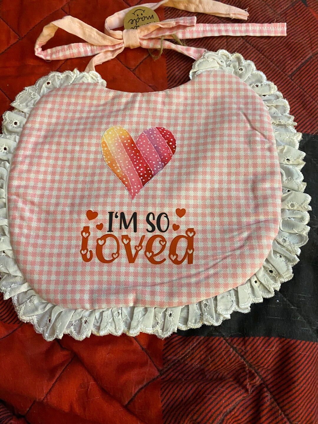 Heirloom Bib- Pink Swiss Dot main image 0