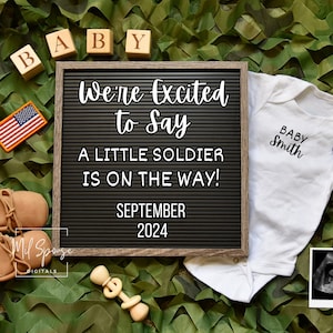 Instant Download for Social Media-Editable Military Baby Announcement-Military Family-Spouse-Military Wife-Theme-Pregnancy Annoucement