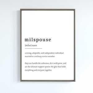 Printable Art, Military Spouse Definition Print, Wall Art Prints, Quote Print, Minimalist Print, Instant Download, Military Print Download