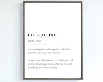 Printable Art, Military Spouse Definition Print, Wall Art Prints, Quote Print, Minimalist Print, Instant Download, Military Print Download