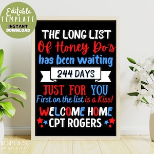 Editable Printable Military Homecoming Sign - Digital Welcome Home - Back from Deployment Sign - Funny Welcome Home Military-Milspouse Cute