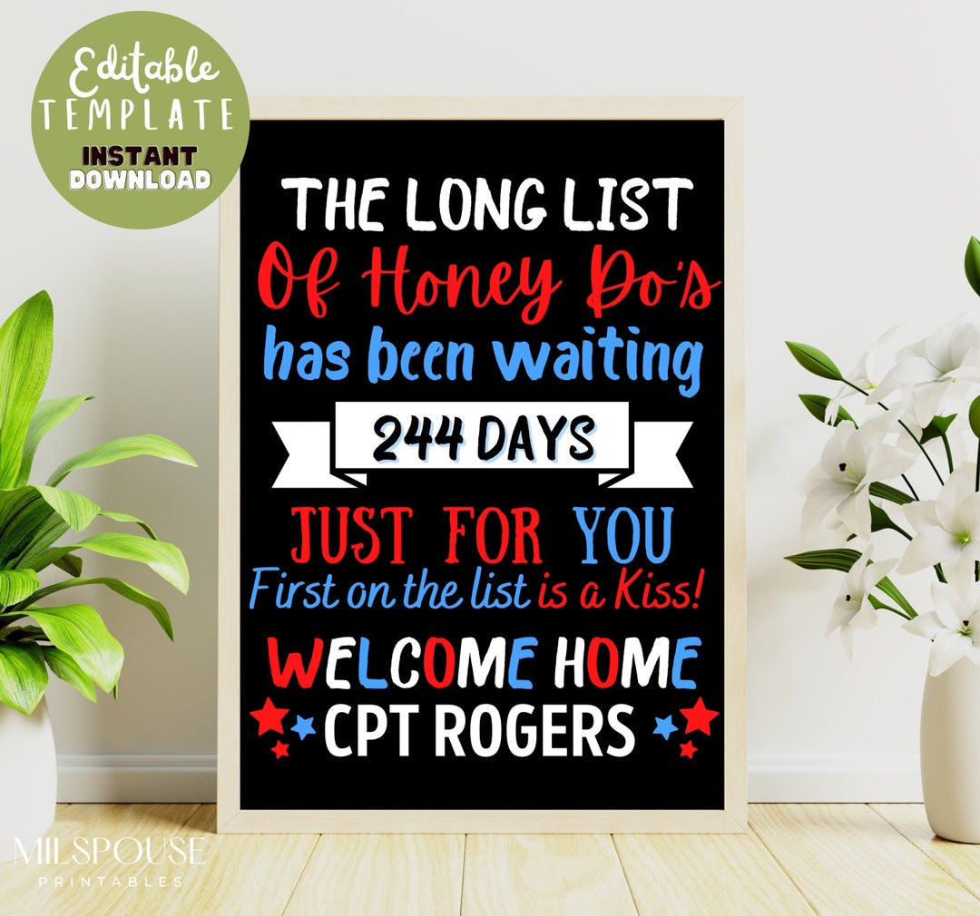 Editable Printable Military Sign Digital Home Back