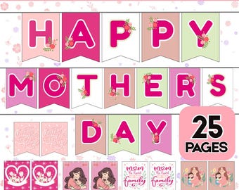 Printable Mothers Day Banner and Signs
