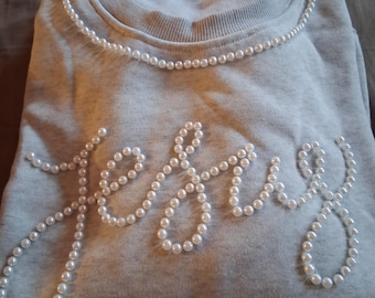 Sudadera de Jesús para mujer / Sudadera de cuello redondo con perlas, regalo de ropa religiosa cristiana