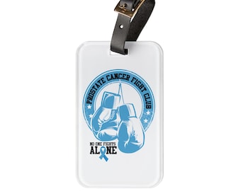 Prostate Cancer Fight Club Luggage Tag  Blue Ribbon Travel Accessory Fighter & Survivor Gift