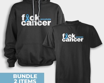 Blue Ribbon F*ck Cancer Shirt & Hoodie Set: Prostate Cancer Awareness