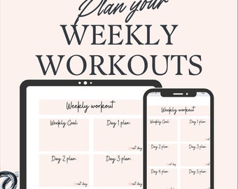 Weekly workout tracker, Weekly workout log, Exercise tracker, Exercise goals, Program tracker