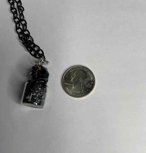 Black Salt Protection Necklace on Black 