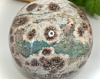 Green Flower Jasper Spheres - Flower Rhyolite, Crystal Sphere with Stand