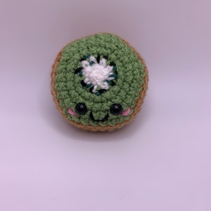 Crochet kiwi fruit plushie blushing cheeks handmaide vegetable stress ball / decorative