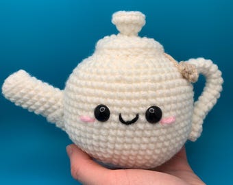 Stuffed Teapot Plushie Crocheted Handmade