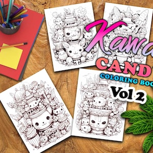 Kawaii Candy Vol 2 Coloring Pages | 50 Pages | Cute Coloring Pages | For Kids and Adults | Digital Download image 4