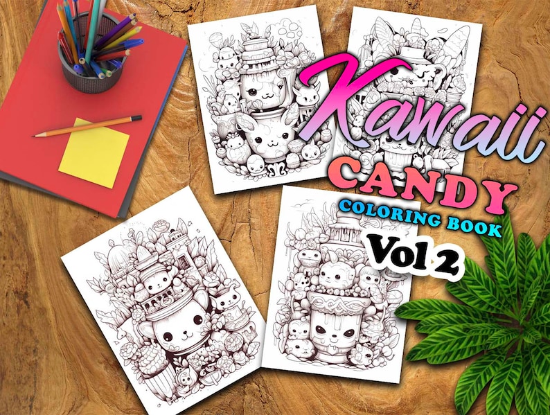 Kawaii Candy Vol 2 Coloring Pages | 50 Pages | Cute Coloring Pages | For Kids and Adults | Digital Download image 4