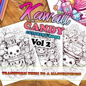 Kawaii Candy Vol 2 Coloring Pages | 50 Pages | Cute Coloring Pages | For Kids and Adults | Digital Download image 2