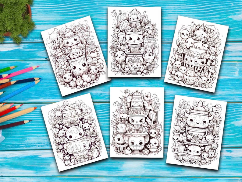 Kawaii Candy Vol 1 Coloring Pages | 50 Pages | Cute Coloring Pages | For Kids and Adults | Digital Download image 4