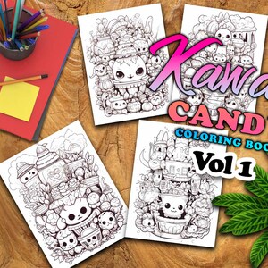 Kawaii Candy Vol 1 Coloring Pages | 50 Pages | Cute Coloring Pages | For Kids and Adults | Digital Download image 3