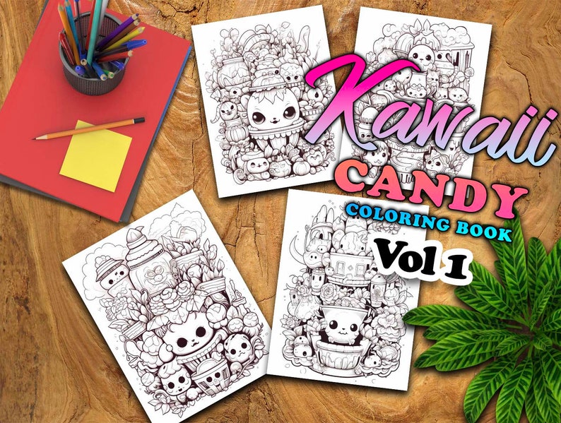 Kawaii Candy Vol 1 Coloring Pages | 50 Pages | Cute Coloring Pages | For Kids and Adults | Digital Download image 3