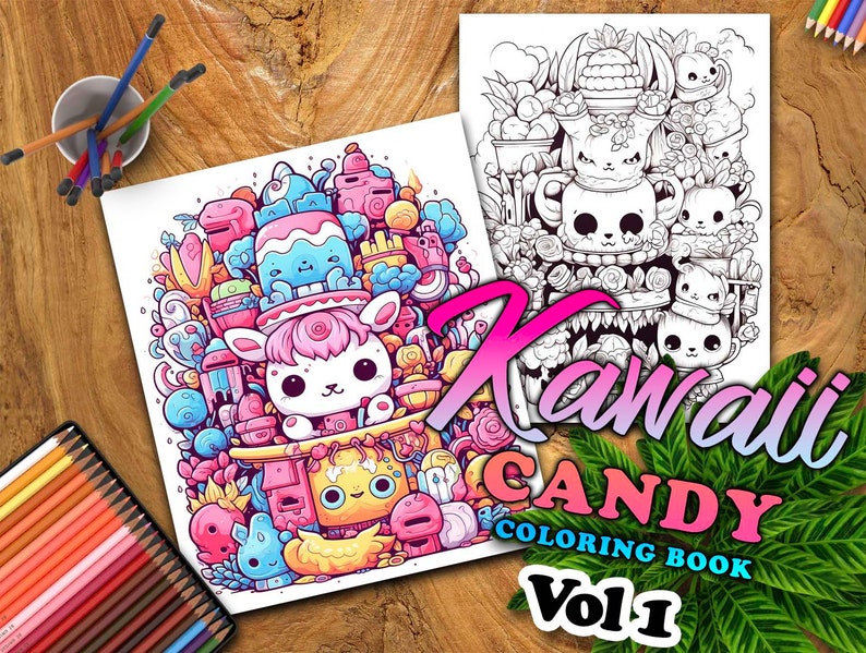 Kawaii Candy Vol 1 Coloring Pages | 50 Pages | Cute Coloring Pages | For Kids and Adults | Digital Download image 5