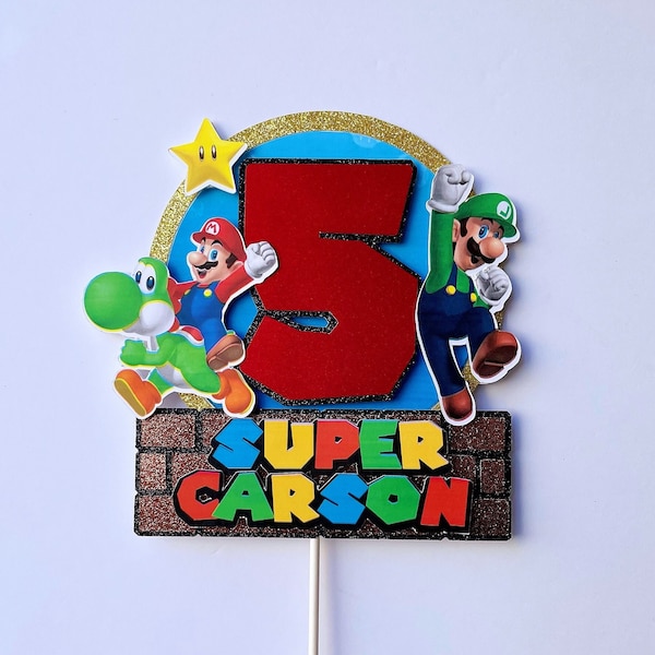 Super Mario Luigi Yoshi Cake Topper // Shaker Cake topper Opción // Mario cake decoración / Mario Shaker / Luigi cake / Mario Cake topper