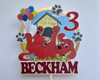 The Big Red Dog Any Name/Age Cake Topper | Clifford Theme Cake Topper | Customize Cake Topper | Name Cake Topper