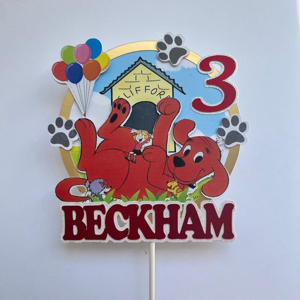 The Big Red Dog Any Name/Age Cake Topper | Clifford Theme Cake Topper | Customize Cake Topper | Name Cake Topper