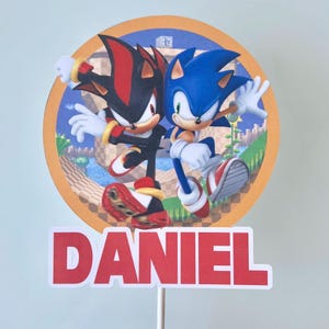 2D Sonic The Hedgehog and Shadow Name & Age Cake Topper || Sonic Birthday Cake Topper | Customize Topper | Sonic Theme | PRINT-OUT TOPPER