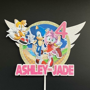 Sonic The Hedgehog NAME AGE Cake Topper || Sonic Birthday Cake Topper | Customize Cake Topper | Sonic Theme | Shaker Option