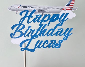 2D Airplane Any Name Cake Topper || Theme Cake Topper | Customize Cake Topper | Name Cake Topper