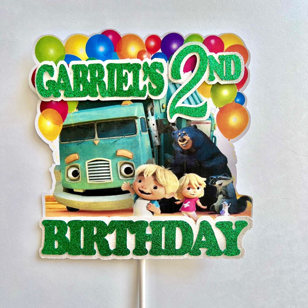 Trash Truck and Friends Name Cake Topper Garbage Truck Name Etsy
