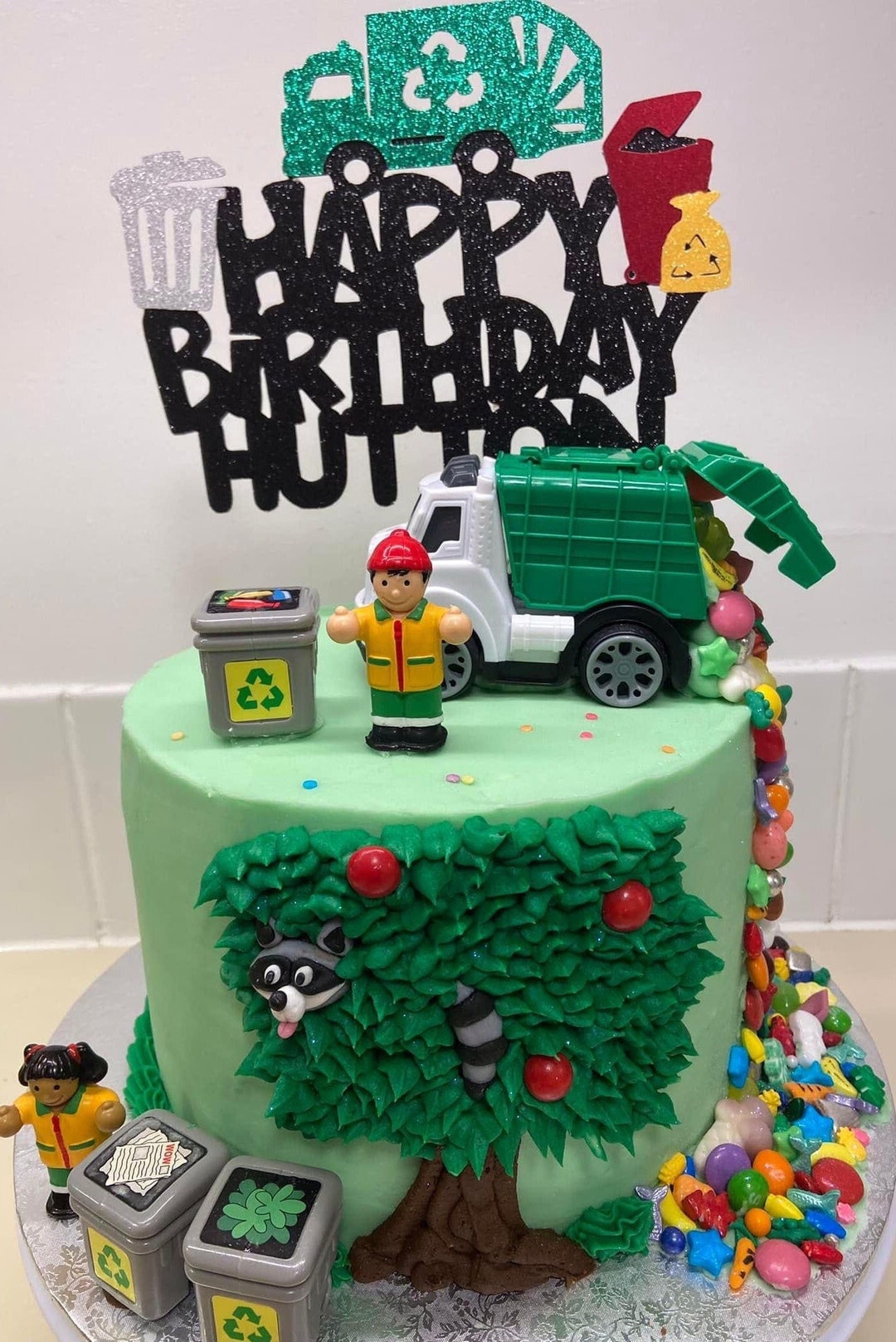 Garbage Truck Name Cake Topper Recycle Truck Name Cake Topper Theme