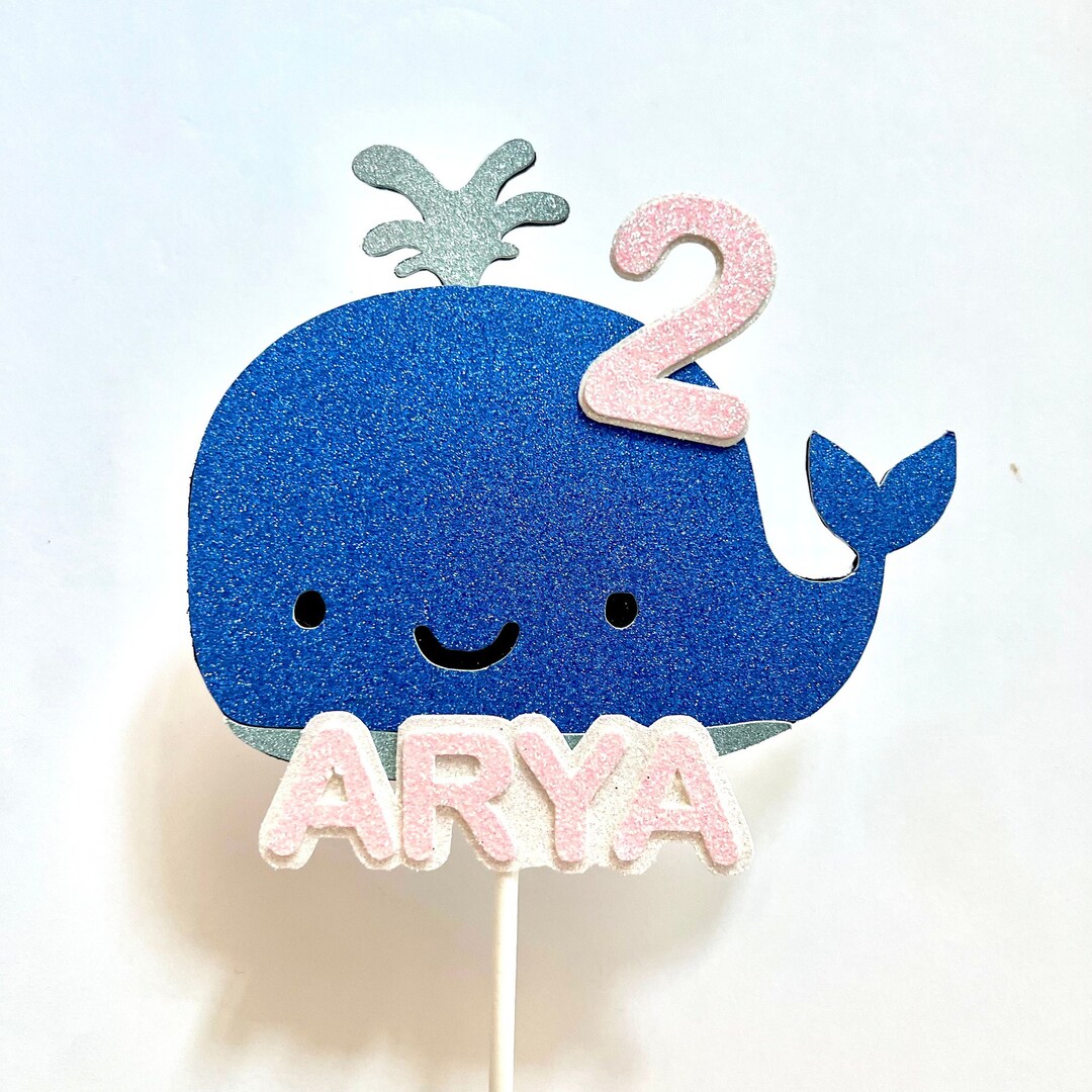 Baby Blue Whale Any Name/age Cake Topper Whale Theme Customize Cake