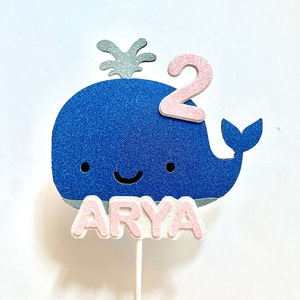 Baby Blue Whale Any Name/Age Cake Topper | Whale Theme | Customize Cake Topper | Name Cake Topper | Baby Whale Theme | Baby Whale Decor