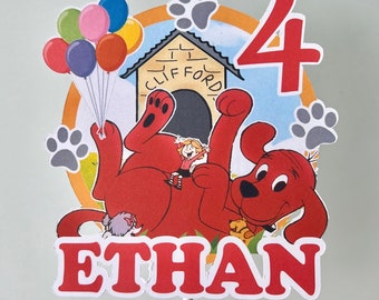 2D The Big Red Dog Any Name/Age Cake Topper | Clifford Theme Cake Topper | Customize Cake Topper | Name Cake Topper