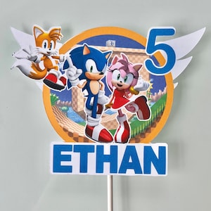2D Sonic The Hedgehog Name & Age Cake Topper || Sonic Birthday Cake Topper | Customize Cake Topper | Sonic Theme | PRINT-OUT TOPPER