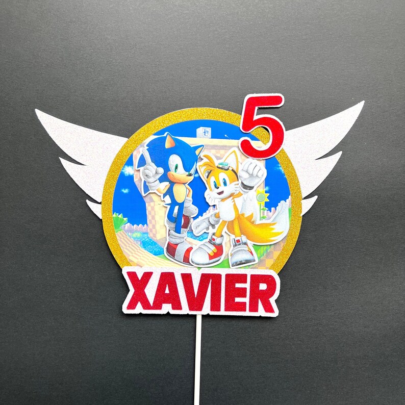 Sonic the Hedgehog and Tails Red NAME AGE Cake Topper Sonic - Etsy