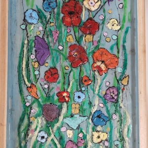 field of flowers-- encaustic painting
