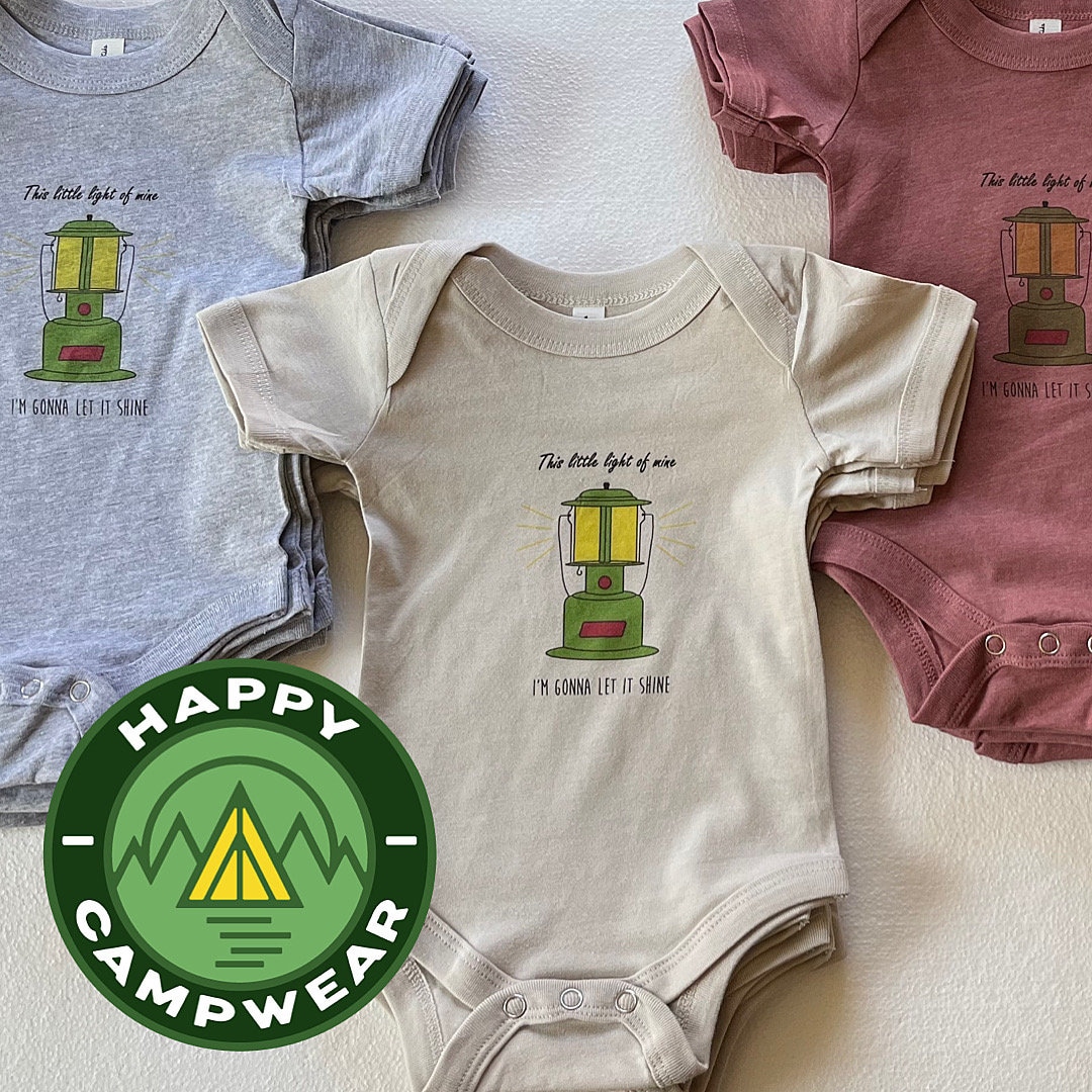 Happy Camper Baby Body Suits One Piece Camping Themed Baby Clothes