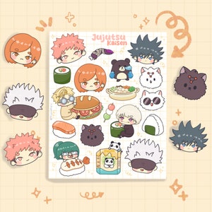 Hoja de pegatinas Kawaii Anime JJK - Muestra de cinta washi, Bullet Journal, scrapbooking, pegatinas adorables