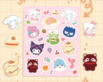 Arkusz naklejek Kitty and Friends – Planery, dzienniki, scrapbooking, Bullet Journals, Hobonichi