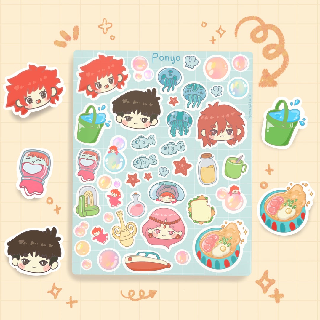Kawaii Anime Food Theme Sticker Sheet - Cute Bullet Journal, Bujo, Cozy ...