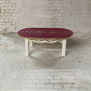 Dollhouse Miniature Coffee Table - Pink, White, & Gold