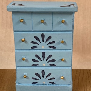 Dollhouse Mini Chester Drawers - Light Blue