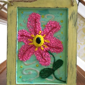 Pink Flower Pebble Art